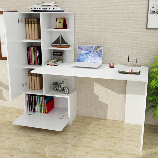Birou cu dulap Domingos Alb 120x73.8x61.8 cm