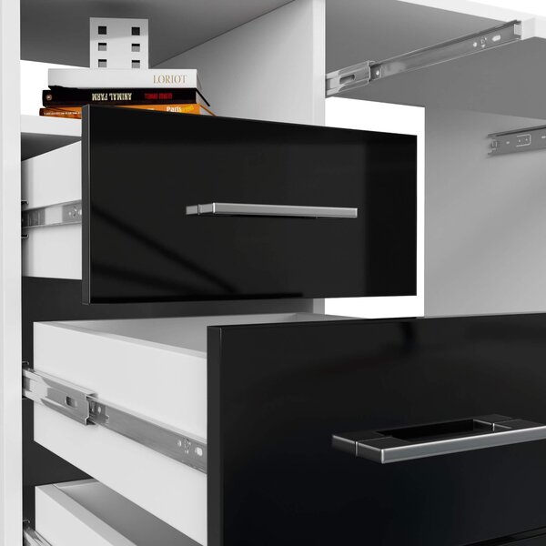 Masă PC Aziza (Alb + negru lucios). Promo -20%. 1128510