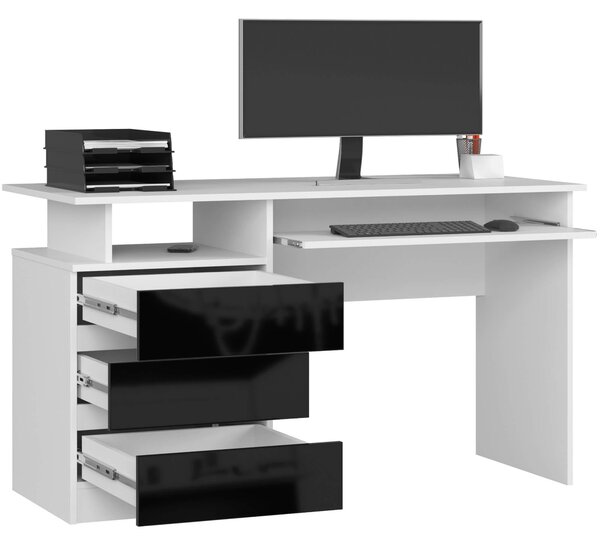 Masă PC Bronte (Alb + negru lucios). Promo -17%. 1128514