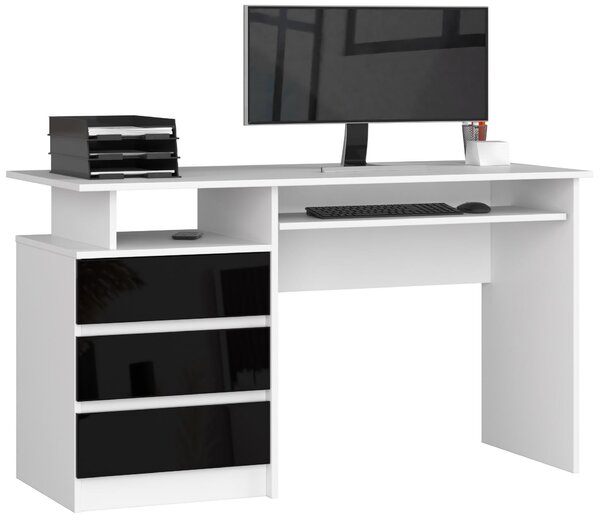 Masă PC Bronte (Alb + negru lucios). Promo -17%. 1128514