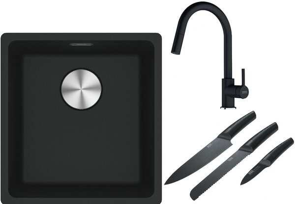 Set chiuvetă din granit Franke Maris 125.0687.248, baterie bucătărie Franke Lina 115.0626.055