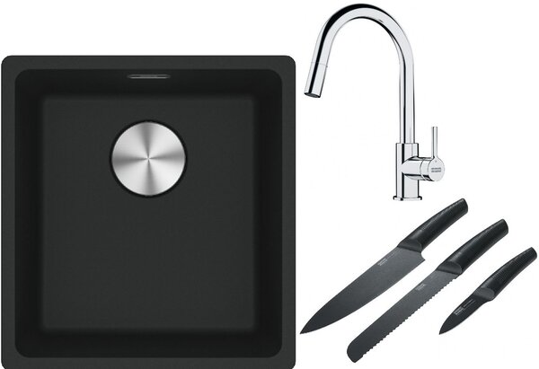 Set chiuvetă din granit Franke Maris 125.0687.248, baterie bucătărie Franke Lina 115.0693.229