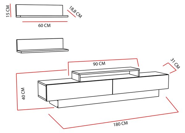 Comoda TV Lusi Alb 180x40x31 cm