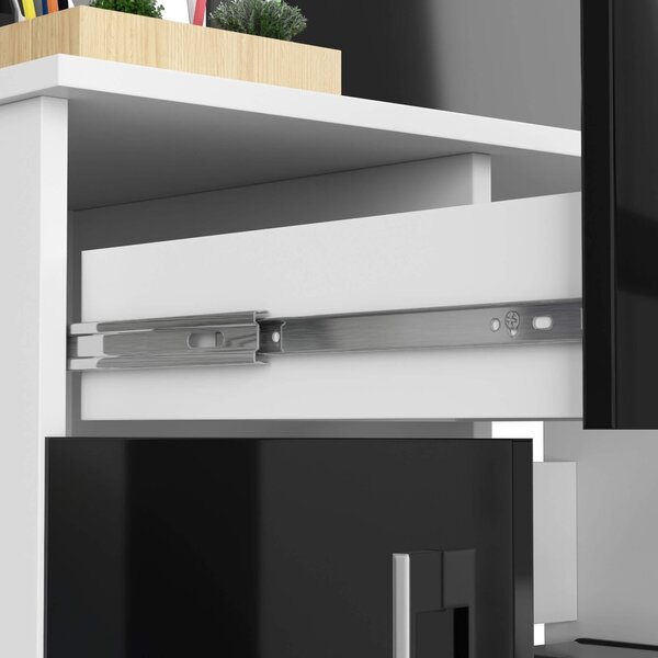 Masă PC Jaloms (Alb + negru lucios). Promo -14%. 1128523