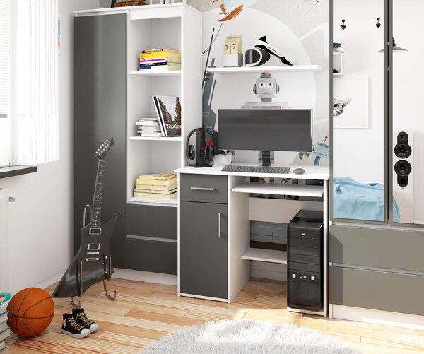 Masă PC Jaloms (alb + gri). Promo -18%. 1128525