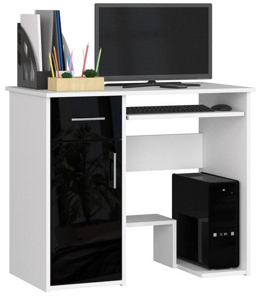 Masă PC Jaloms (Alb + negru lucios). Promo -14%. 1128523