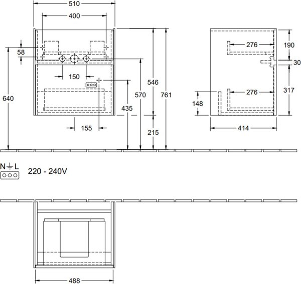 Villeroy & Boch Collaro dulap 51x41.4x54.6 cm sub chiuveta pe perete alb C00700DH