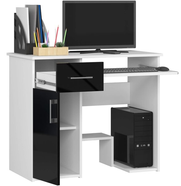 Masă PC Jaloms (Alb + negru lucios). Promo -14%. 1128523