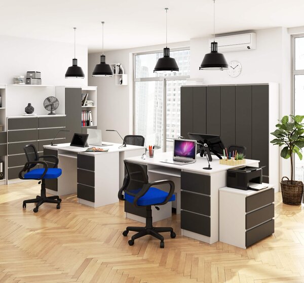 Masă PC Behati (Alb + grafit gri). Promo -18%. 1128532