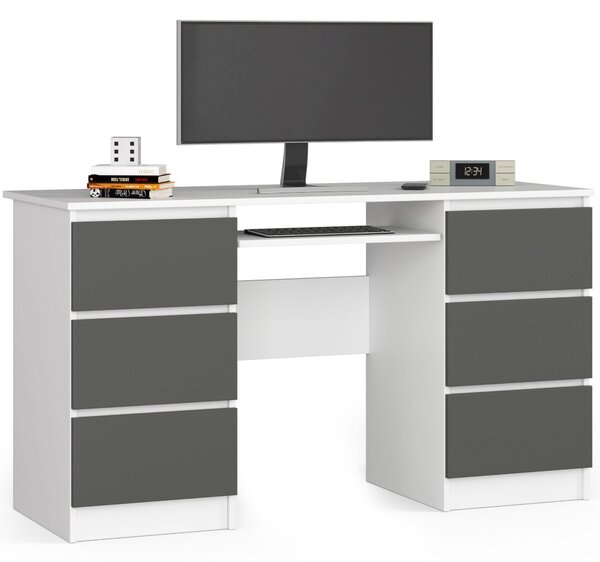 Masă PC Behati (Alb + grafit gri). Promo -18%. 1128532