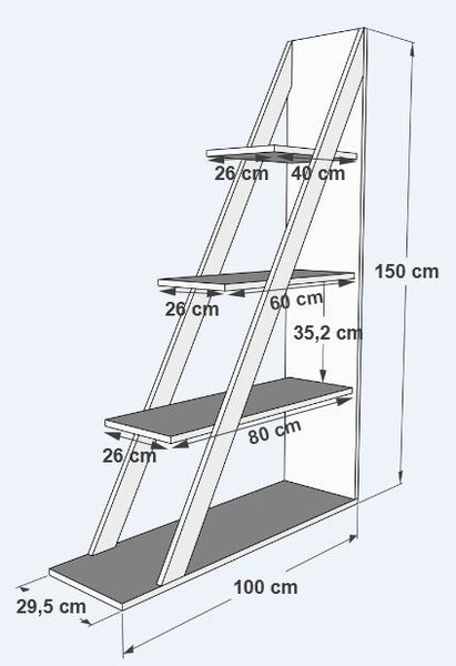 Biblioteca Arven Alb 100x150x29.5 cm