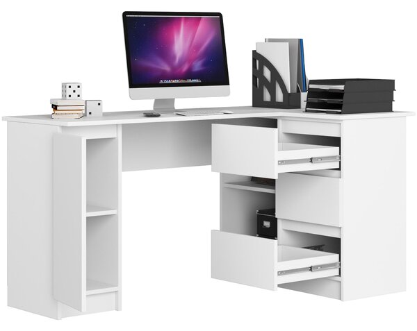Masă PC de colț Bevin (alb) (D). Promo -17%. 1128566