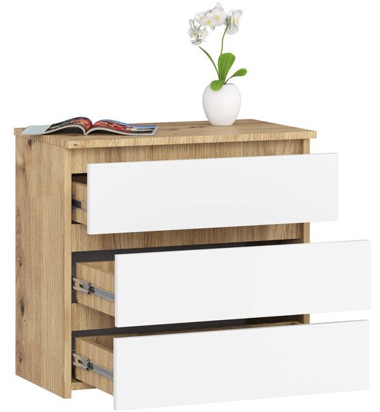 Comodă Cleania CL3 (stejar artisan + alb). Promo -22%. 1128596