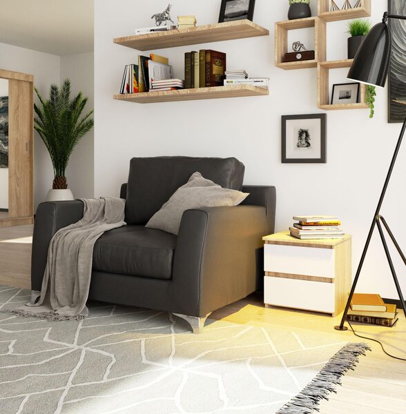 Noptieră Cleania CL2 (stejar sonoma + alb). Promo -15%. 1128594