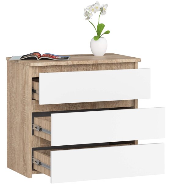 Comodă Cleania CL3 (stejar sonoma + alb). Promo -18%. 1128599