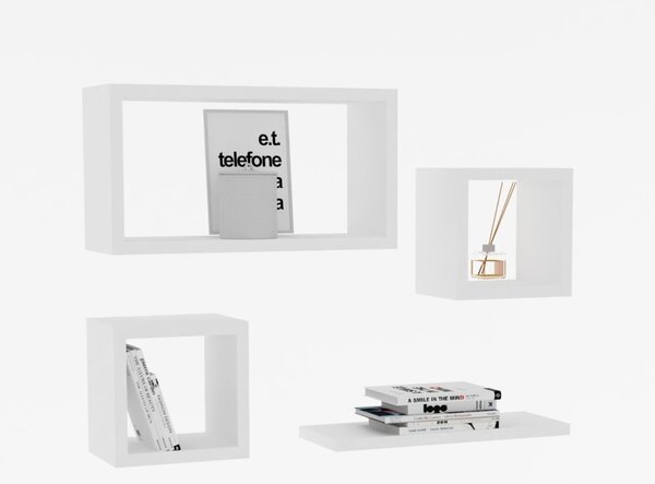 Set 4 polite de perete Babi Alb 24x44x15 cm