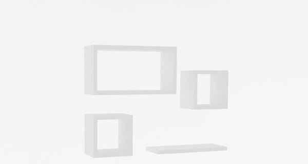 Set 4 polite de perete Babi Alb 24x44x15 cm