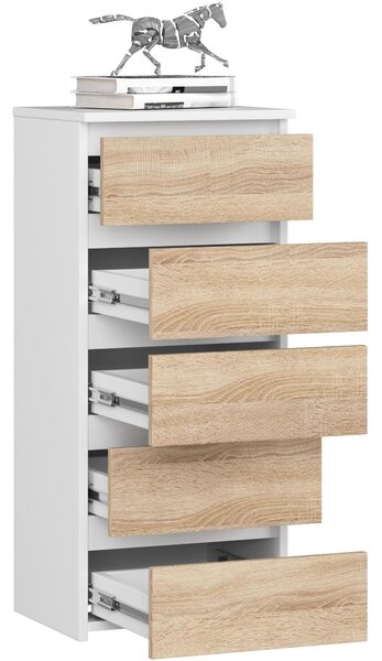 Comodă Cipriano III (alb + stejar sonoma). Promo -15%. 1128611