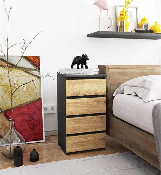 Comodă Cipriano II (grafit gri + Stejar artisan). Promo -21%. 1128609