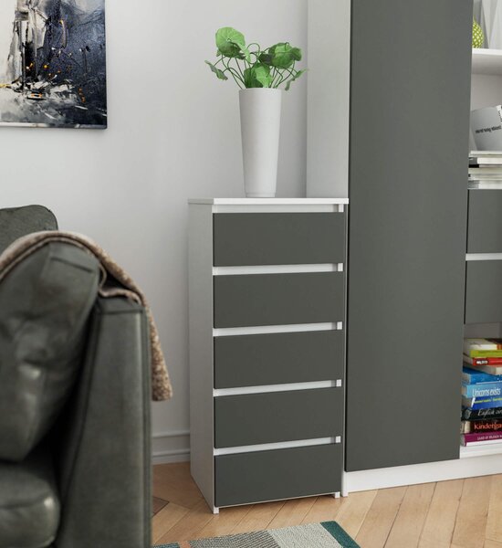 Comodă Cipriano CL5 (Stejar artisan + gri). Promo -11%. 1128612