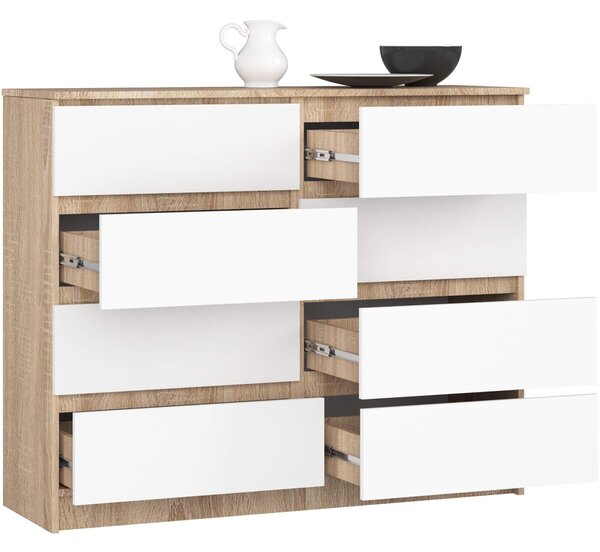 Comodă Kapil II (Stejar sonoma + Alb). Promo -20%. 1128622