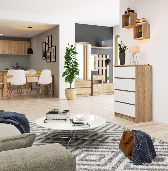 Comodă Kadir TYP2 (stejar sonoma + Alb). Promo -19%. 1128627