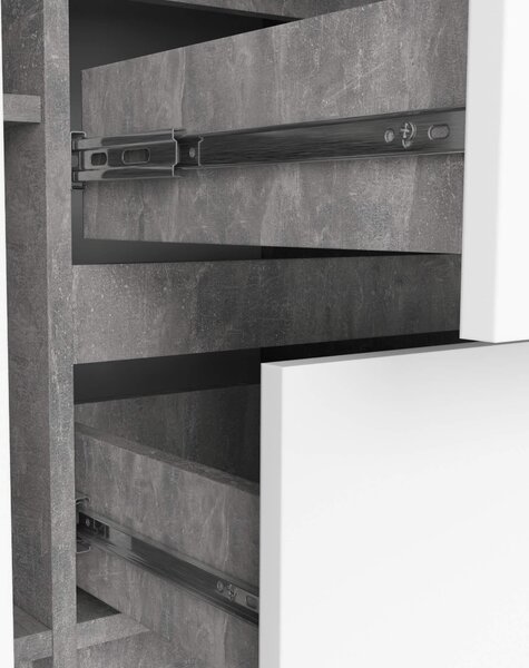 Comodă Kalista VI (beton + Alb). Promo -17%. 1128639