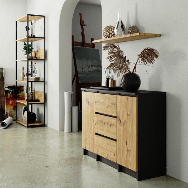 Comodă Kalista VI (grafit gri + Stejar artisan). Promo -14%. 1128646