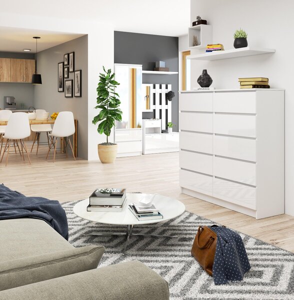 Comodă Kapil III (alb lucios). Promo -21%. 1128650