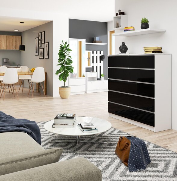 Comodă Kapil III (negru lucios). Promo -16%. 1128652