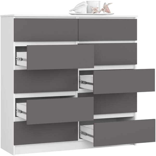 Comodă Kapil III (alb + gri). Promo -20%. 1128649