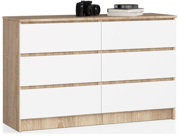 Comodă Kapil (stejar sonoma + Alb). Promo -13%. 1128656