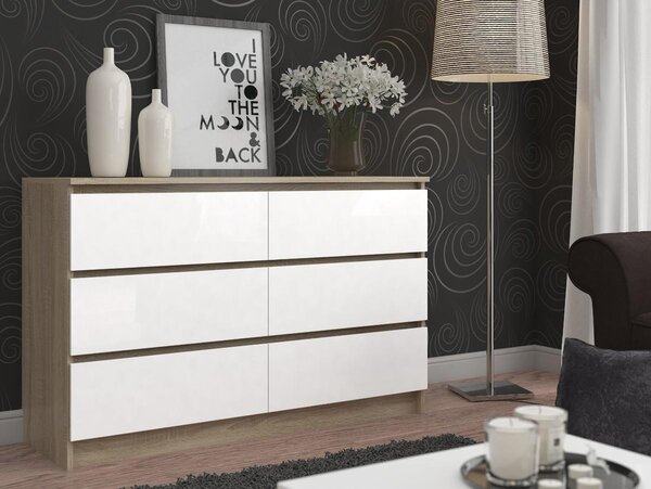 Comodă Kapil (stejar sonoma + Alb). Promo -13%. 1128656