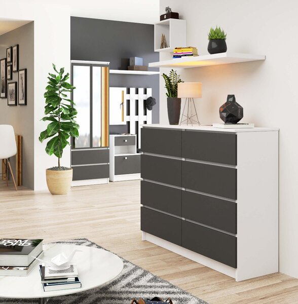 Comodă Kapil II (Alb + grafit gri). Promo -17%. 1128661