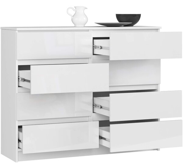 Comodă Kapil II (Alb + alb lucios). Promo -18%. 1128660