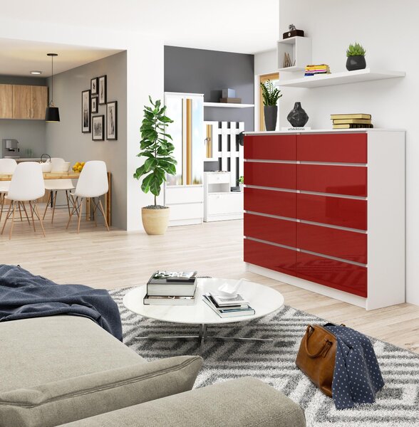 Comodă Keanu V (Roșu lucios). Promo -16%. 1128670