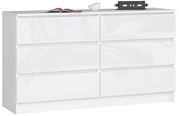 Comodă Keanu K140 6SZ (alb lucios). Promo -12%. 1128677