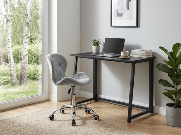 Set pentru birou ZARIMO masa 80x40 cm, neagra + fotoliu AVOLA VELVET, gri deschis