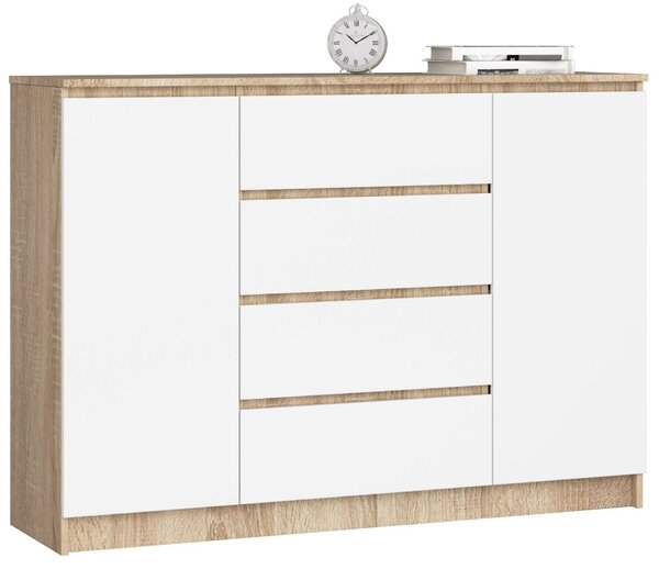 Comodă Keanu IV (stejar sonoma + Alb). Promo -13%. 1128674