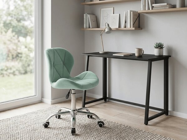 Set pentru birou ZARIMO masa 80x40 cm, neagra + scaun AVOLA VELVET, mentoliu