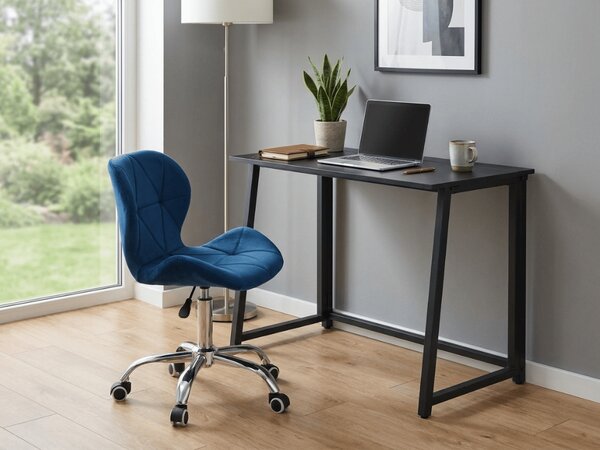 Set pentru birou ZARIMO masa 80x40 cm, neagra + scaun AVOLA VELVET, albastru