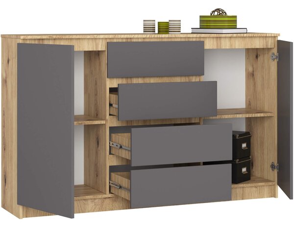Comodă Koa (stejar artisan + gri). Promo -20%. 1128687