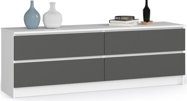 Comodă Kurtinaitis 4SZ (Alb + gri). Promo -20%. 1128694