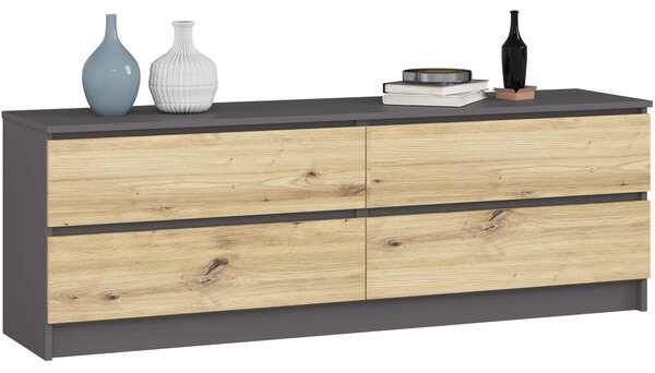 Comodă Kurtinaitis 4SZ (grafit gri + Stejar artisan). Promo -20%. 1128699