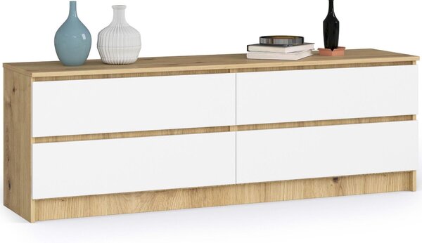 Comodă Kurtinaitis 4SZ (stejar artisan + alb). Promo -14%. 1128696