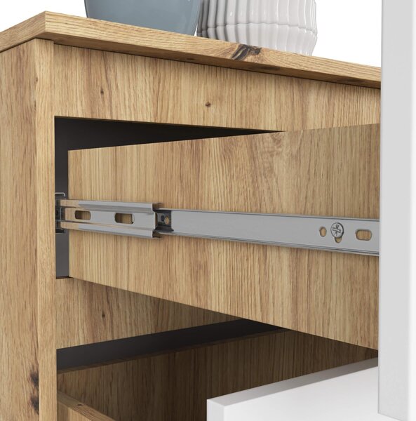 Comodă Kurtinaitis 4SZ (stejar artisan + alb). Promo -14%. 1128696