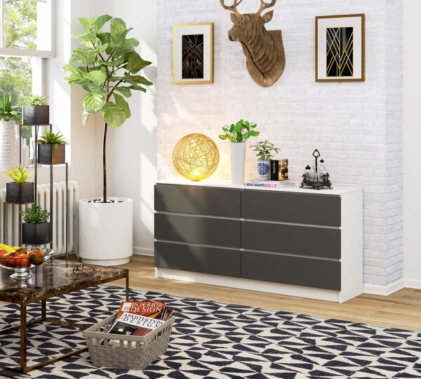 Comodă Koa III (alb + gri). Promo -16%. 1128702