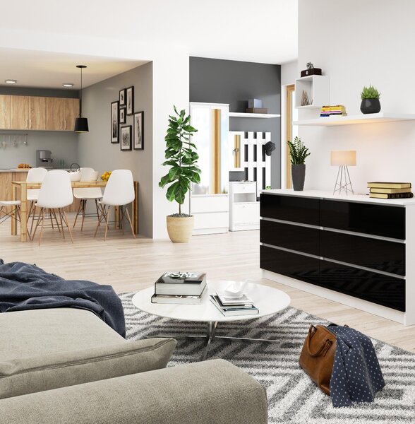 Comodă Koa III (negru lucios). Promo -11%. 1128704
