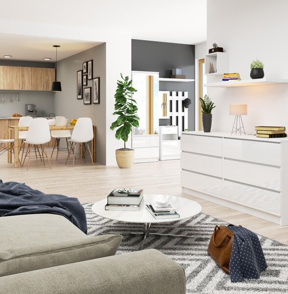 Comodă Koa III (alb lucios). Promo -17%. 1128703