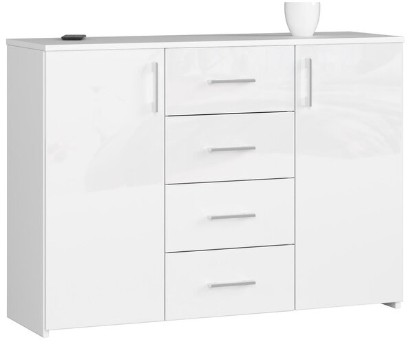 Comodă Kiran (alb lucios). Promo -13%. 1128710
